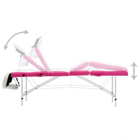 Masa pliabila de masaj, alb si roz, 191 x 70 x 81 cm