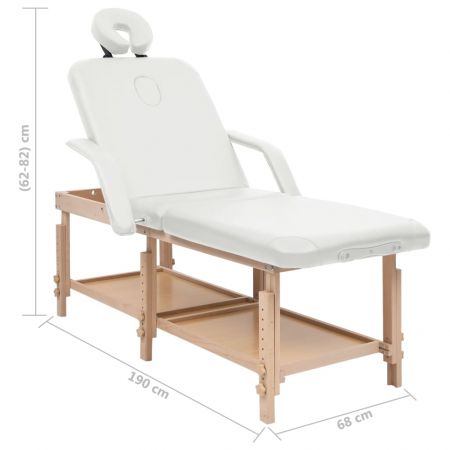 Masa de masaj cu 3 zone, alb, 190 x 68 x 82 cm