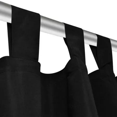 Set 2 bucati draperii micro-satin cu bride, negru, 175 cm