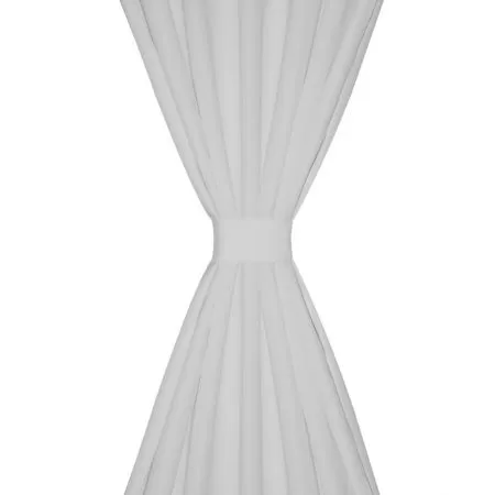 Set 2 bucati draperii micro-satin cu bride, alb, 175 cm