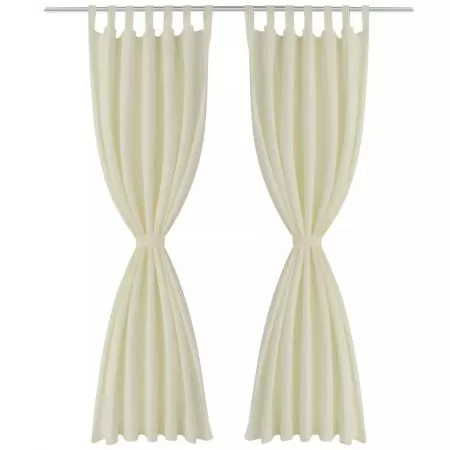 Set 2 bucati draperii micro-satin cu bride, crem, 225 cm