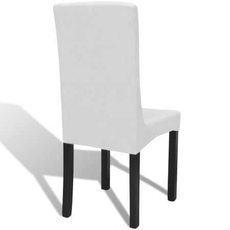 Set 4 bucati huse de scaun elastice drepte, alb