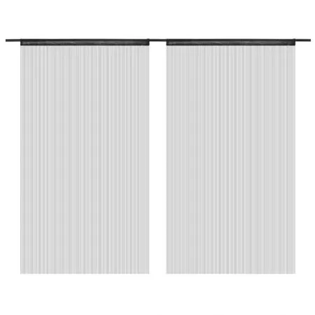 Set 2 bucati draperii cu franjuri, negru, 100 cm