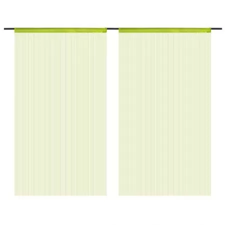 Set 2 bucati draperii cu franjuri, verde, 100 cm