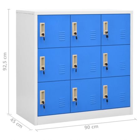 Dulap de vestiar, gri deschis si albastru, 90 x 45 x 92.5 cm