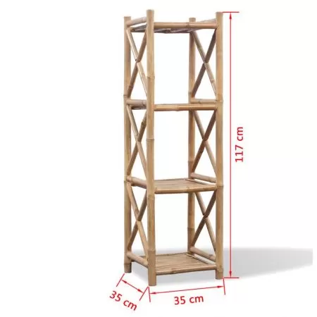 Raft patrat cu 4 niveluri din bambus, maro, 35 x 35 x 117 cm