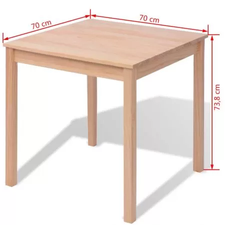 Set masa si scaune din lemn de pin, 5 piese, maro, 70 x 70 x 73.8 cm