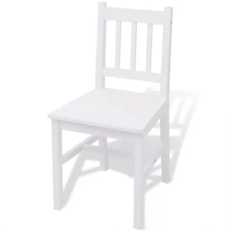 Set masa si scaune din lemn de pin, 7 piese, alb, 70 x 70 x 73 cm