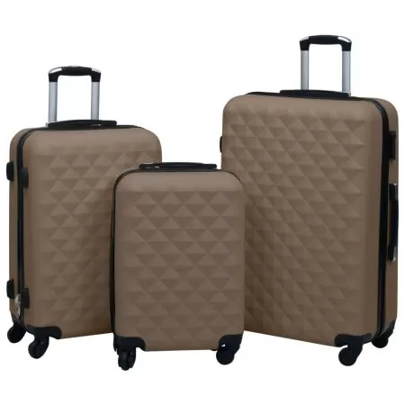  Set de valize cu carcasă rigidă, 3 piese, maro, ABS