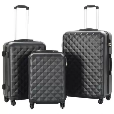  Set valiză carcasă rigidă, 3 buc., negru, ABS