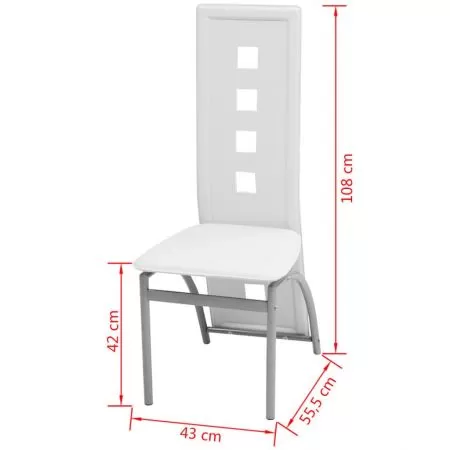 Set 4 bucati scaune de bucatarie, alb, 43 x 55.5 x 108 cm