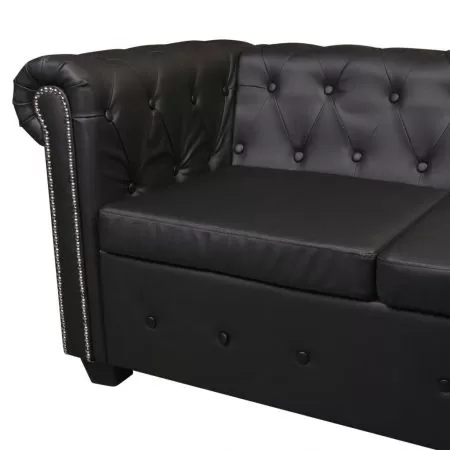 Canapea coltar Chesterfield 6 locuri, negru, 2.6 x 2.1 x 73 cm