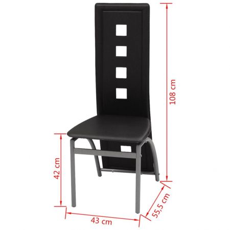 Set 2 bucati scaune de bucatarie, negru, 43 x 55.5 x 108 cm