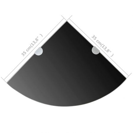 Raft de colt cu suporti de crom din sticla negru 35 x 35 cm, negru, 35 x 35 cm