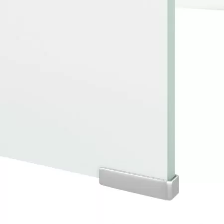 Stand TV/Suport monitor, sticlă, alb, 120x30x13 cm