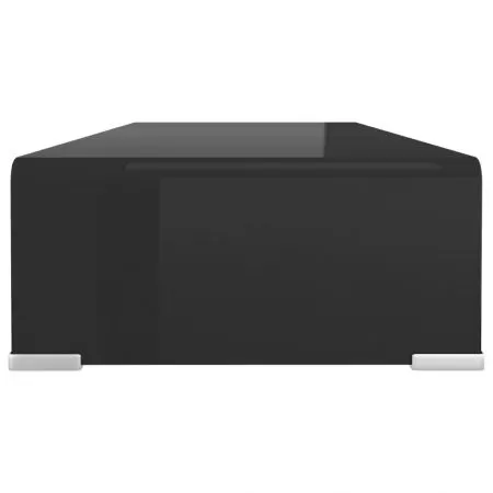 Stand TV/Suport monitor, sticlă, 70x30x13 cm, negru