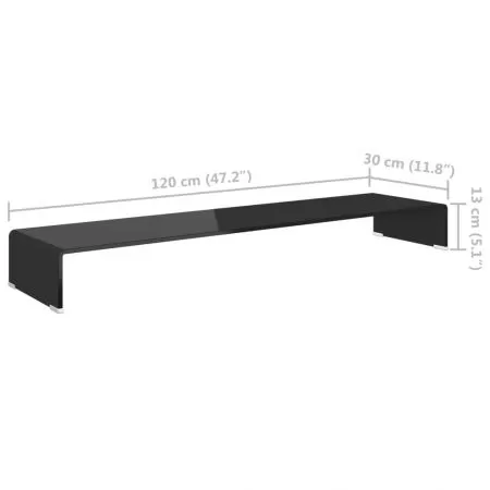 Stand TV/Suport monitor sticlă, 120x30x13 cm, negru