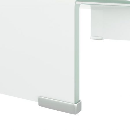 Suport TV/stativ monitor, sticlă, alb, 60x25x11 cm,