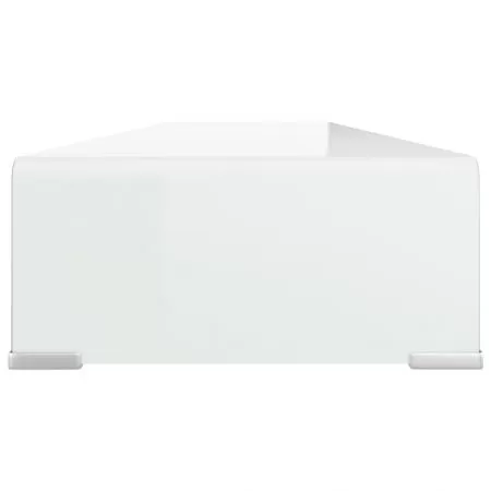 Stand TV/Suport monitor, sticlă, alb, 120x30x13 cm