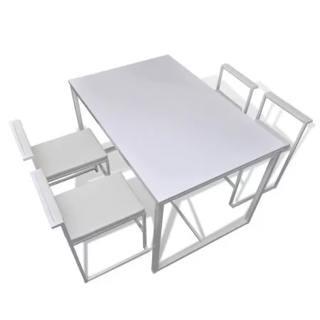 Set masa si scaune de bucatarie, 5 piese, alb, 67 x 67 x 75 cm