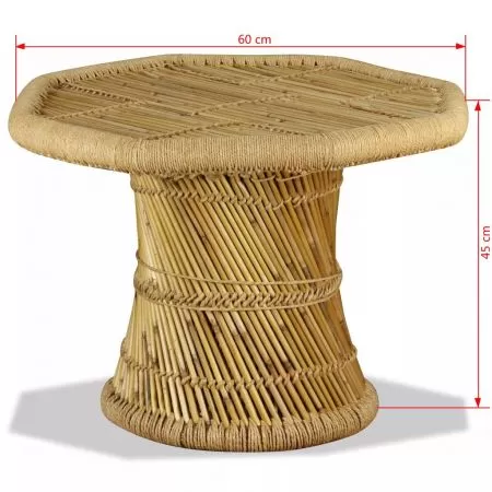 Masuta de cafea Bambus Octogonal 60x60x45 cm, maro, 60 x 45 cm