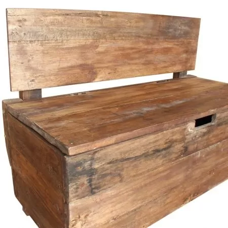 Banca din lemn reciclat de esenta tare, maro
