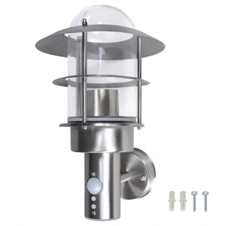 Lampa de perete din otel inoxidabil cu senzor de miscare, argintiu