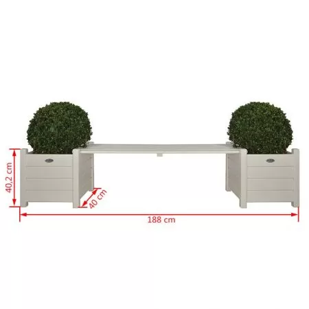 Esschert Jardiniere cu banca tip pod, alb, 40 cm