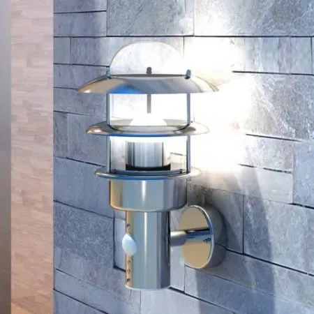 Lampa de perete din otel inoxidabil cu senzor de miscare, argintiu