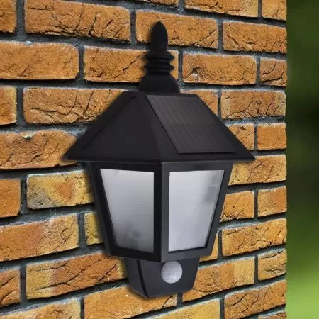 Lampa solara de perete cu senzori de miscare, negru