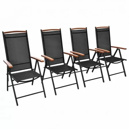 Set 4 bucati scaune pliante de gradina, negru