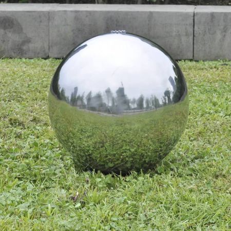 Fantana sferica de gradina cu LED-uri, argintiu, 30 cm