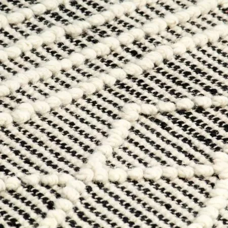 Covor de lana tesut manual, negru, 120x170 cm