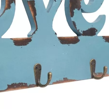 Cuier de perete LOVE, albastru, 50 x 23 cm