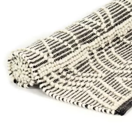 Covor tesut manual din lana, negru, 160x230 cm