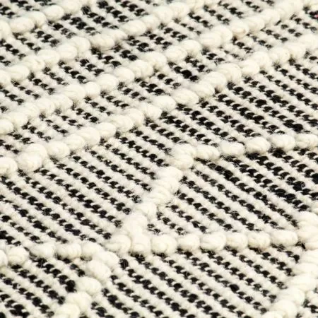 Covor tesut manual din lana, negru, 160x230 cm