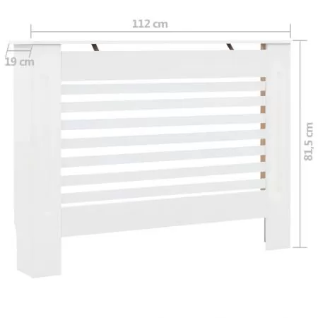 Masca pentru calorifer, alb, 112 x 19 x 81.5 cm, sipci orizontale