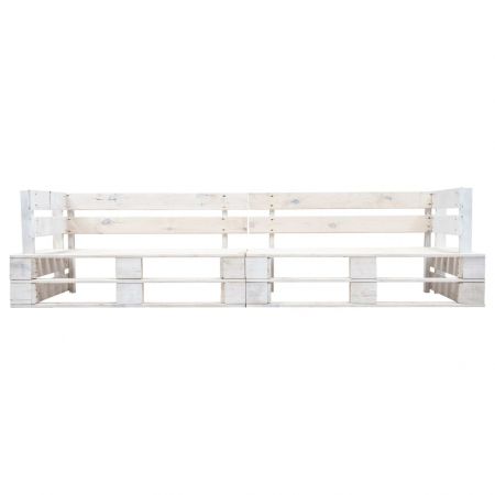 Canapea de gradina cu 2 locuri din paleti, alb, 220 x 66 x 55 cm