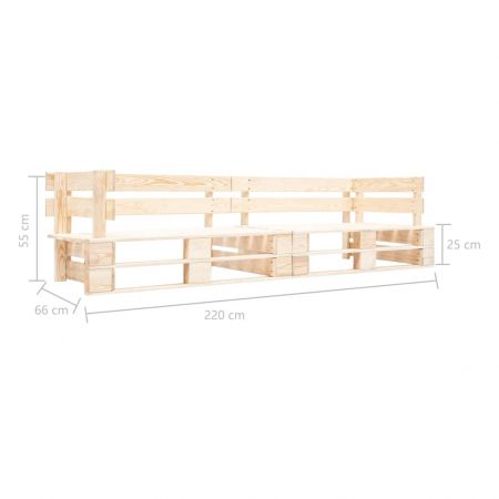 Canapea de gradina cu 2 locuri din paleti, maro deschis, 220 x 66 x 55 cm