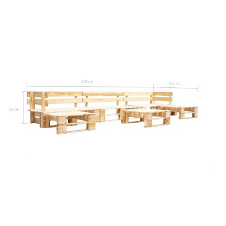 Set mobilier de grădină paleți, natural, 6 piese, lemn