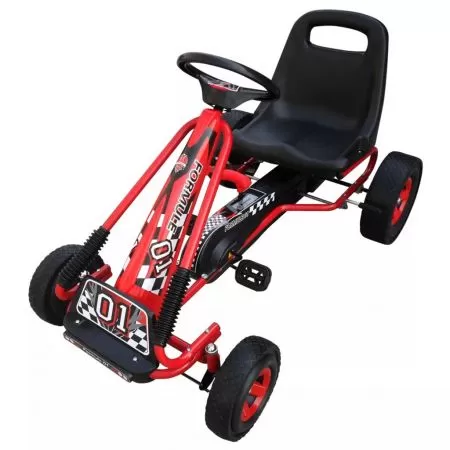 Kart copii cu pedale și scaun reglabil Roșu 