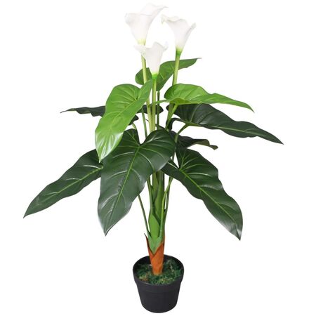  Floare de cală crin artificială cu ghiveci, 85 cm, alb