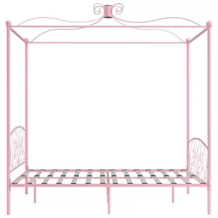 Cadru de pat cu baldachin, roz, 160 x 200 cm