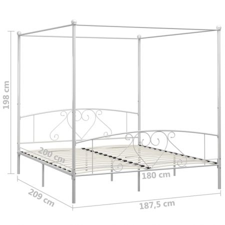 Cadru de pat cu baldachin, alb, 180 x 200 cm