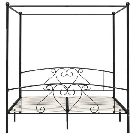 Cadru de pat cu baldachin, negru, 180 x 200 cm