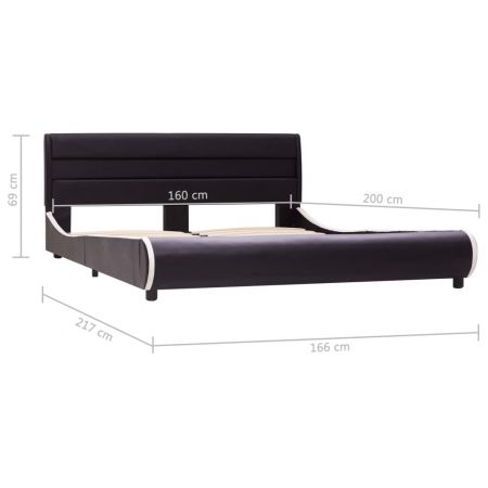 Cadru de pat cu LED, negru, 160 x 200 cm