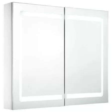 Dulap de baie cu oglinda si LED, alb
