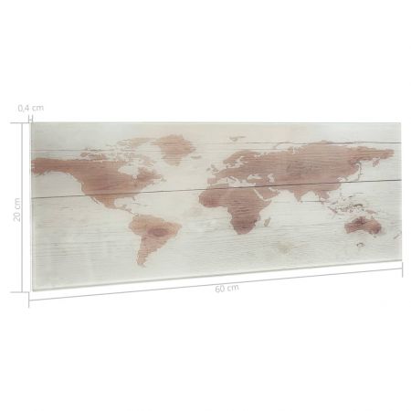 Tablă magnetică de perete, 60 x 20 cm, sticlă, decor harta
