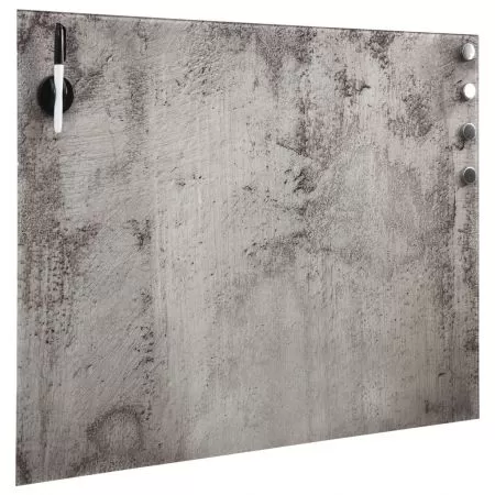 Tablă magnetică de perete, 50 x 50 cm, sticlă, gri beton