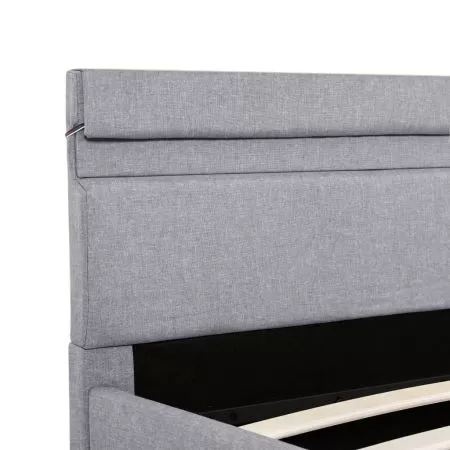 Cadru pat hidraulic ladă LED gri deschis 120x200 cm textil